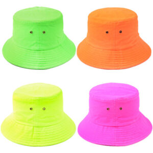 4-bobs-aux-couleurs-fluorescentes-vert-orange-jaune-rose-sur-fond-blanc