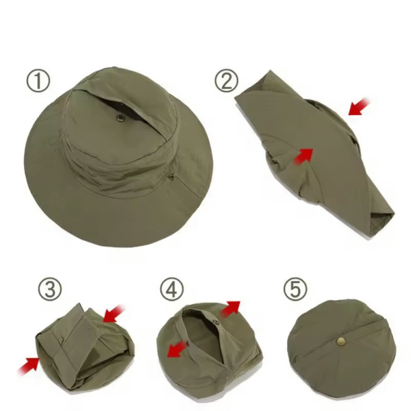 Les étapes pour plier un bob chapeau imperméable