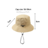 Les dimensions sont indiquées d'un bob chapeau beige