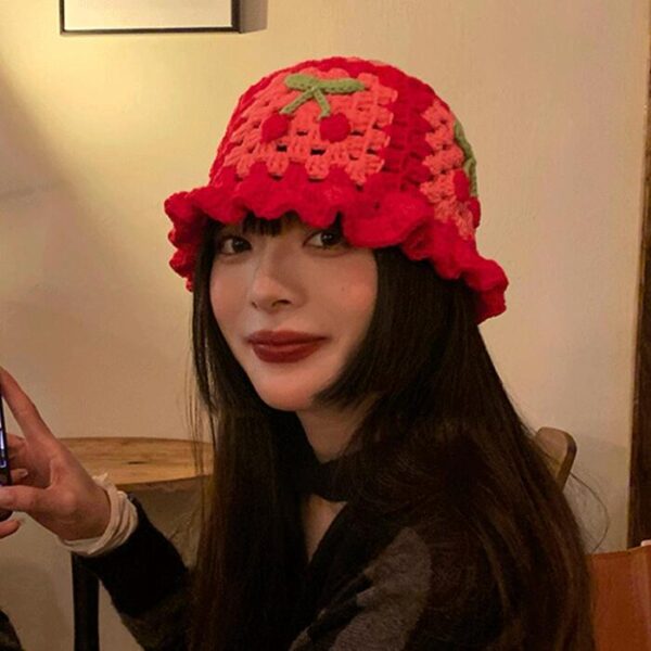 Bob crochet cerise rouge