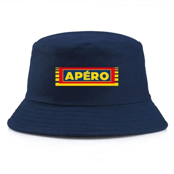 Un bob chapeau bleu marine logo apéro