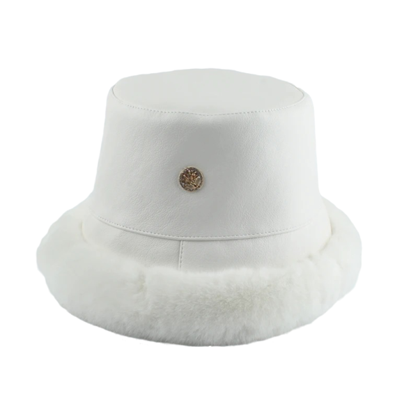 Bob fourrure et simili cuir blanc