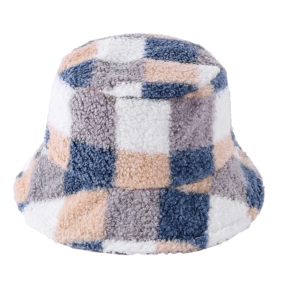 Chapeau de pêcheur en laine d'agneau et avec des motifs à carreaux