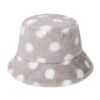 Chapeau bob en fourrure gris à poids blancs