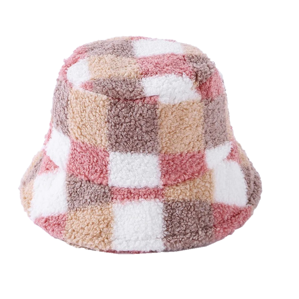 Bob en laine d'agneau motifs à carreaux damier