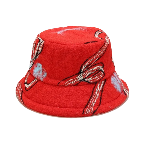 Bob chapeau en fourrure striped rouge