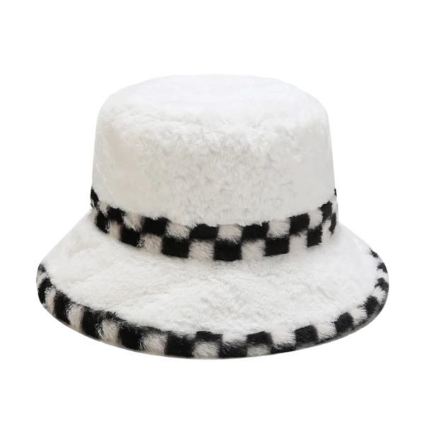 Bob chapeau style vintage blanc en fourrure