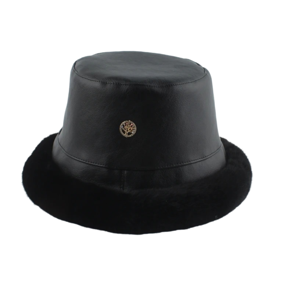Bob fourrure et simili cuir noir