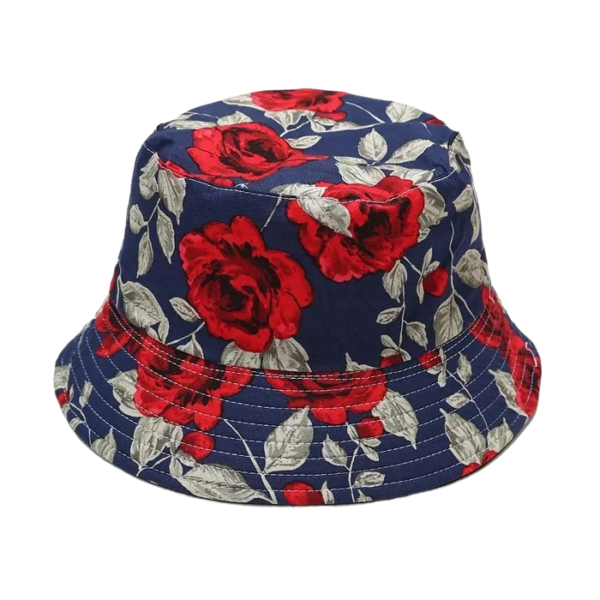 Bob chapeau bleu grosses roses