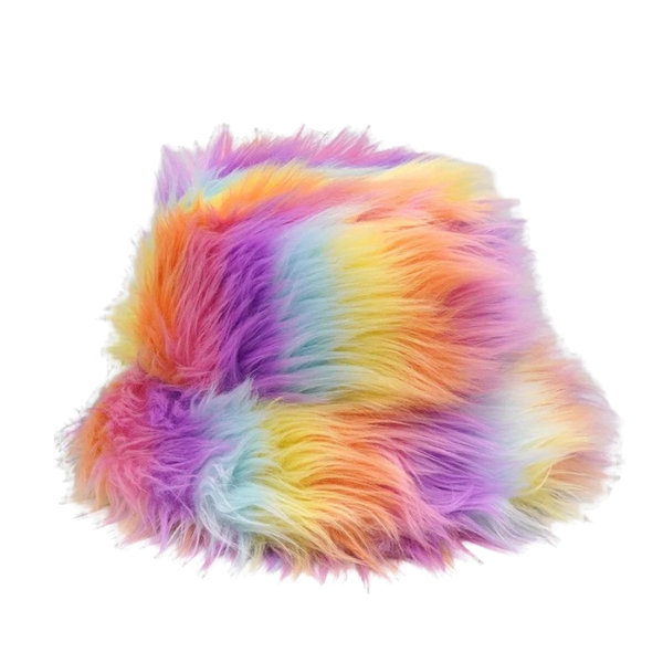 Bucket hat fourrure longs pols multicolor