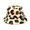 Bob chapeau en fourrure crème avec motifs guépard