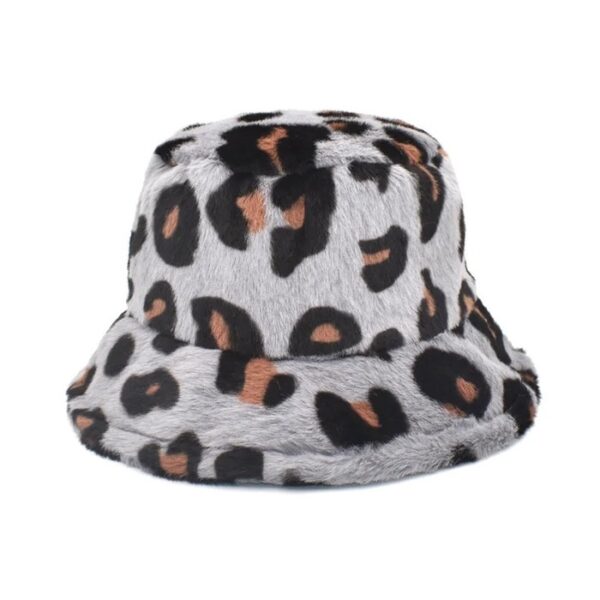 Chapeau bob fourrure bleu guépard