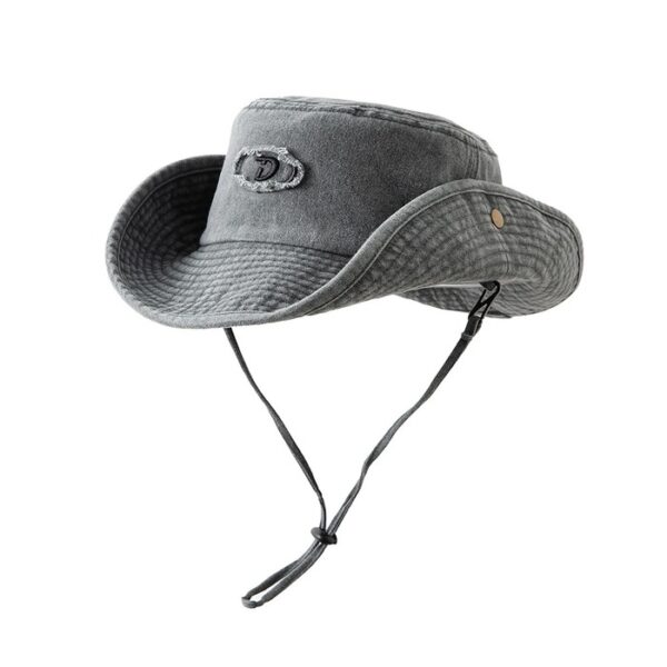Chapeau ficelle gris style cowboy