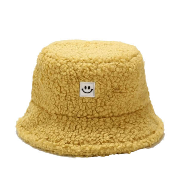 Bob jaune smiley en fourrure chaude pour hiver