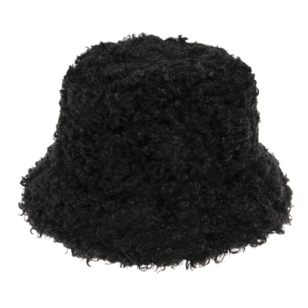 Bob chapeau en laine d'agneau couleur noir