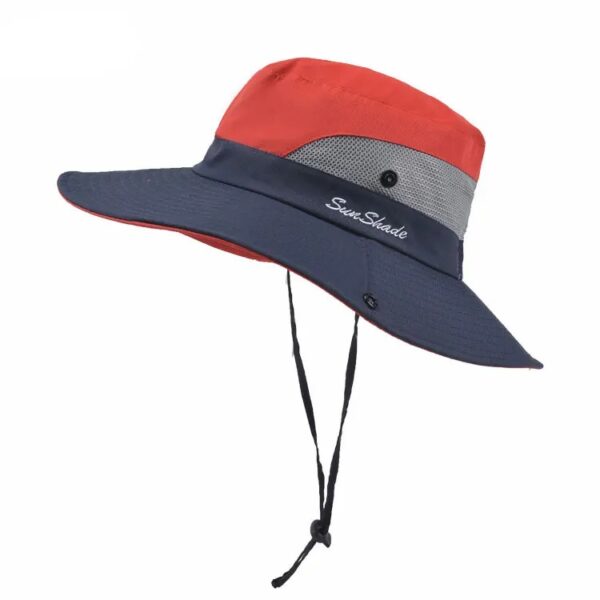 Chapeau bob avec ficelle pour fille couleur rouge et bleu marine