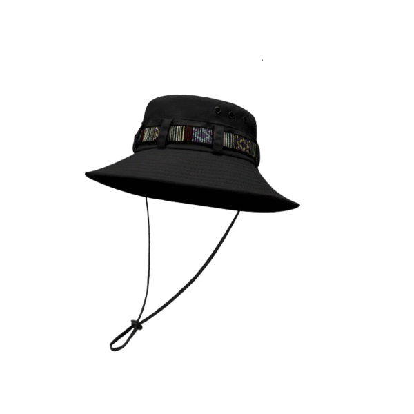 Bob chapeau anti-ultraviolets noir sur un fond blanc