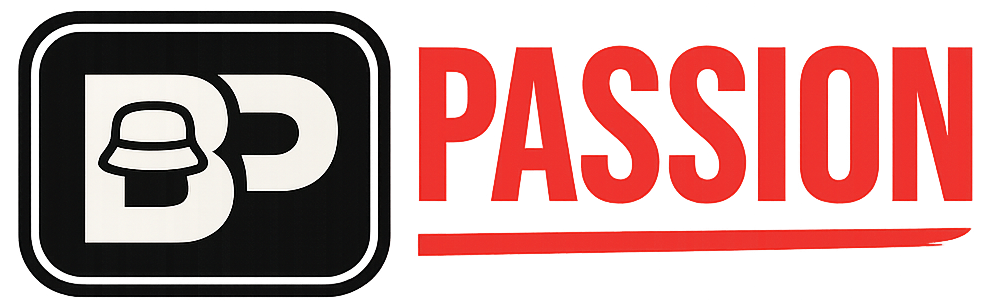 Logo du site bob-passion.fr style rouge, noir et blanc sur fond blanc