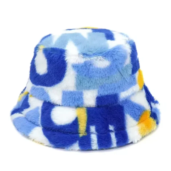 magnifique-bob-pour-hommes-en-fourrure Chapeau bob en fourrure multicolore bleu blanc pour hiver