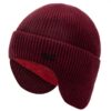 Bonnet homme bordeaux avec cache oreilles et doublure chaude, accessoire d’hiver confortable contre le froid