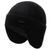 Bonnet noir pour homme avec cache oreilles et intérieur polaire, protection contre le vent et les basses températures