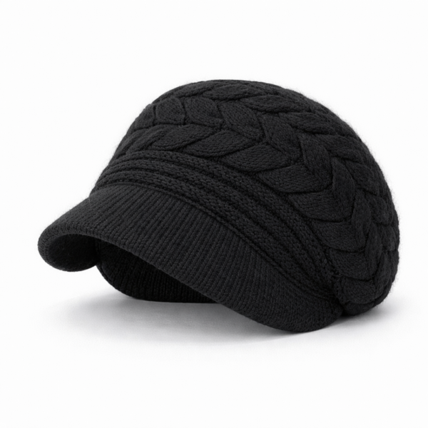 Chapeau béret femme noir en tricot chaud, coupe élégante et confortable, accessoire idéal pour temps froid